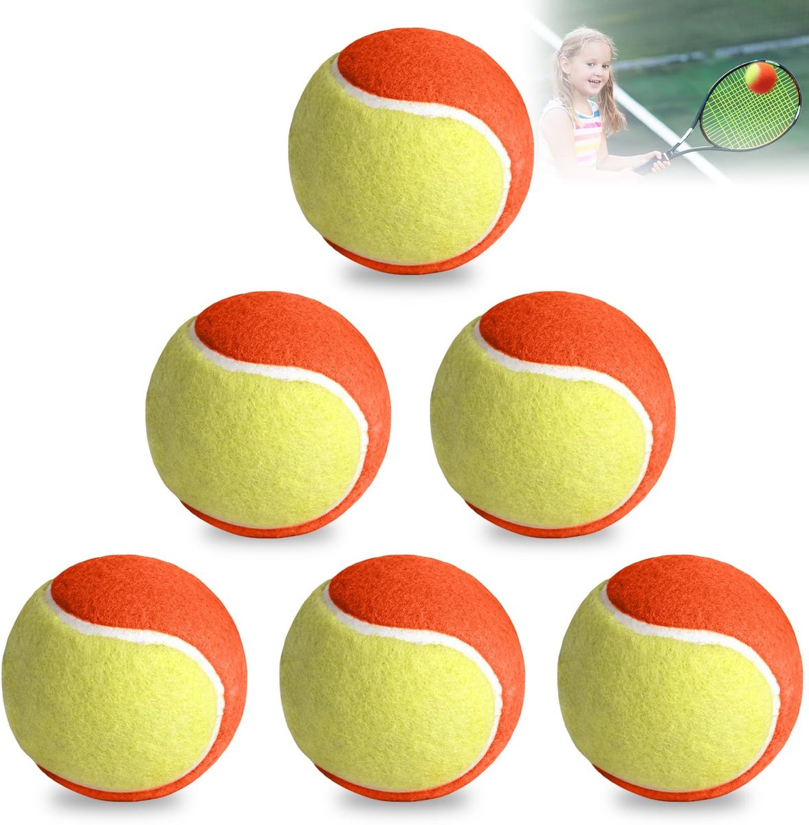 Solidchoice - Set van 6 Tennisballen voor Beginners en Kinderen
