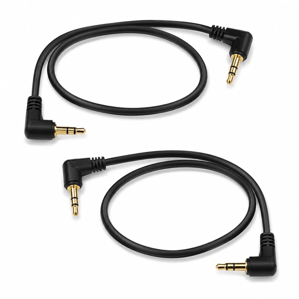 2 stuks jackkabels, 0,5 m, 3,5 mm, gebogen, 90 graden, stereo-audio, mannelijk naar stekker, verguld, korte kabel voor - ShopVlot