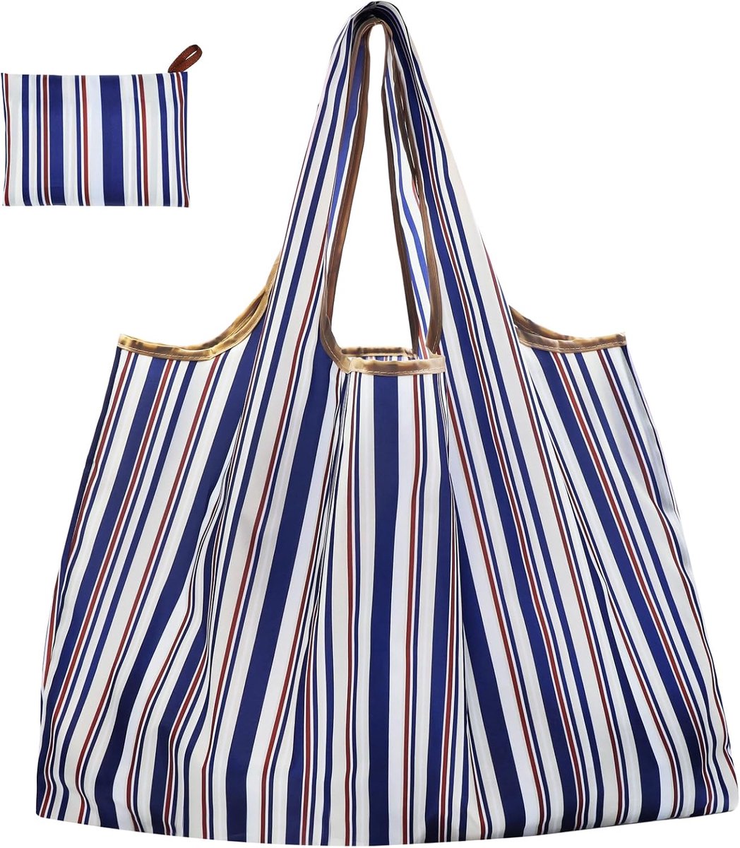 Foldable Reusable Shopping Bags, Large Shopper Bag Lightweight Bag Washable Handbag, Portable Bag for Daily Use - ShopVlot
