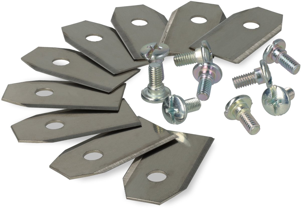 vhbw 9x reservemessen, compatibel met Gardena R165Li, R130LIC, R180, R160Li, R40Li, R50Li, R38Li, R45Li, R70Li grasmaaiers – vervangingsmes zilver, staal
