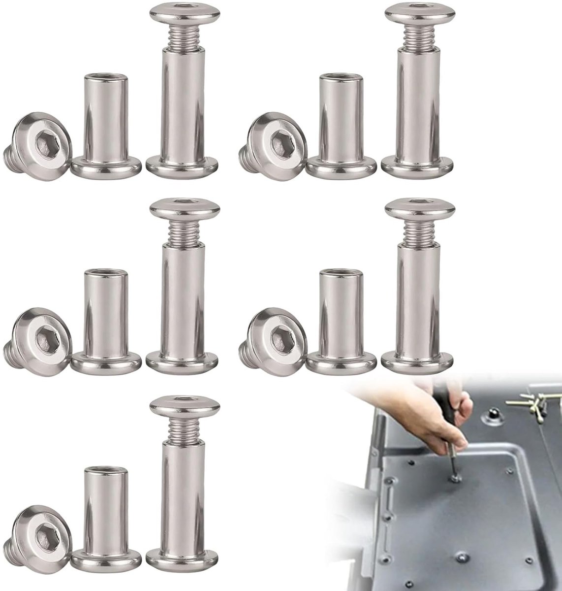 Set van 20 meubelschroeven – roestvrijstalen bouten en moeren 20mm/6mm – Ideaal voor kasten, bedden en tafels, perfect voor houtbewerkingsprojecten