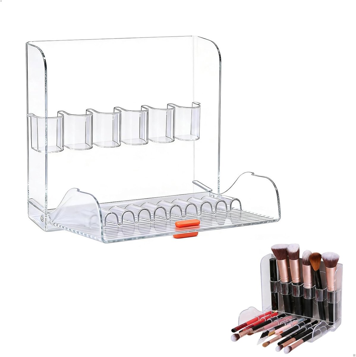 Kwasthouder wandmontage - spiegelkast organizer - helder haarborstelhouder - houdt je make-up opgeruimd - ShopVlot