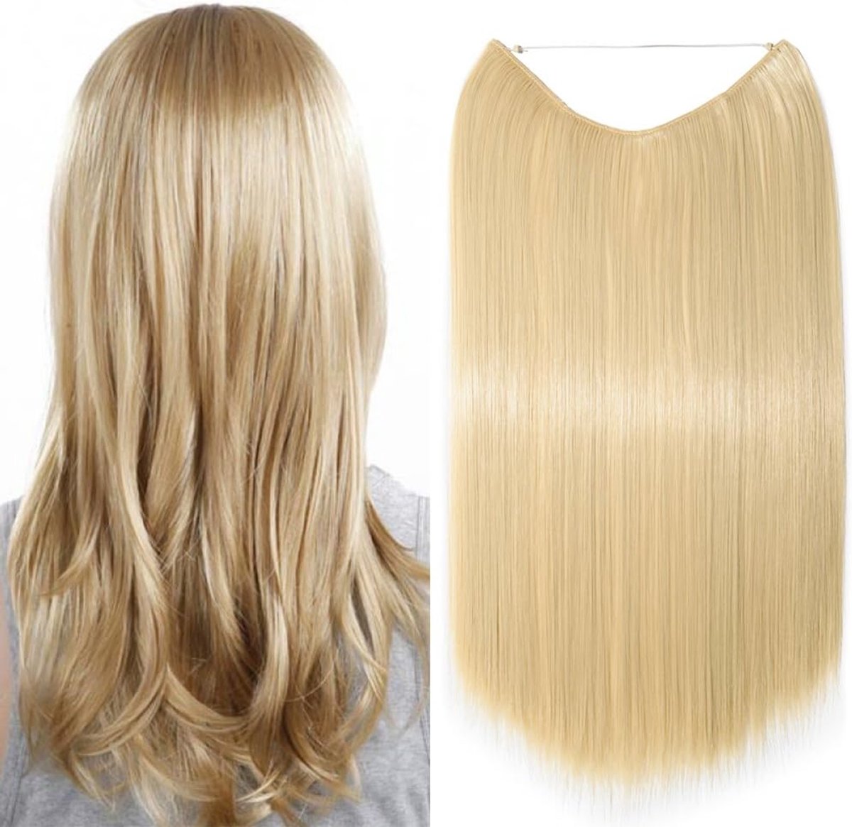 Haarstukken extensions 1 vlecht - bleached blonde 50 cm - dikte 90 g - verstelbare draad voor een natuurlijke look - ShopVlot