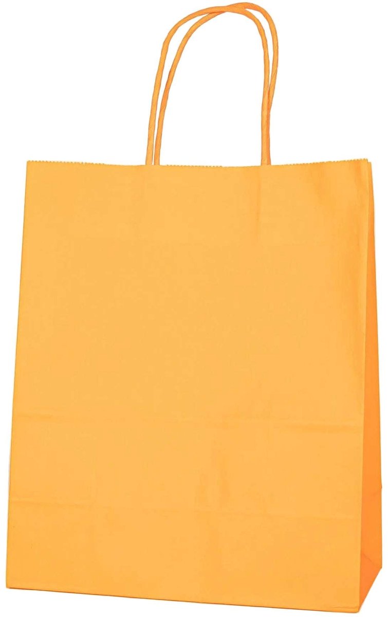 Papieren Draagtas - 60 Stuks -Oranje- 22x27x11cm - Papieren Tasjes - Kraft Tas - Tassen - Cadeau Tas - Hoogwaardig Kraft Papier - Eco-vriendelijk - Ideaal voor Geschenken - Lasentopack
