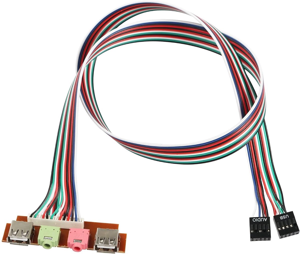 USB frontpaneel kabel hub - 7.4 cm met audio poorten - universele editie - vervang voor beschadigde poorten - ShopVlot
