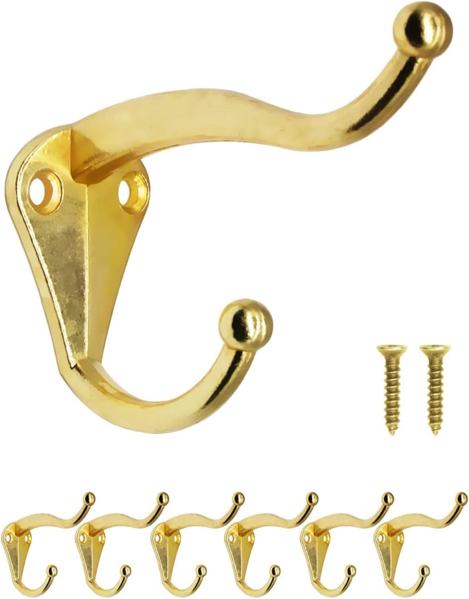 Kledinghaak 6 stuks - goud - klassiek design - ideaal voor jassen en accessoires - ShopVlot