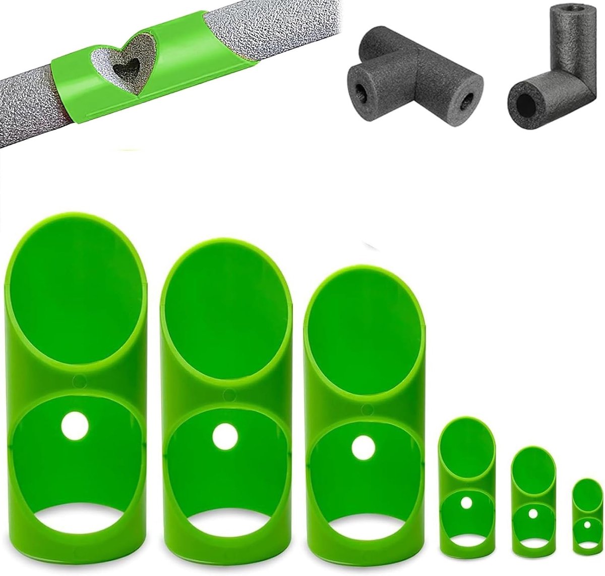 Schuimsnijder voor buisisolatie - set van 6 - voor diverse diameters - perfecte sneden voor koperen buizen - ShopVlot
