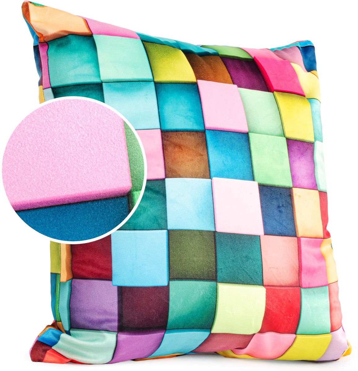 ANRO Pixel Sierkussen 40x40 cm - Velours - Inclusief vulling Multicolor