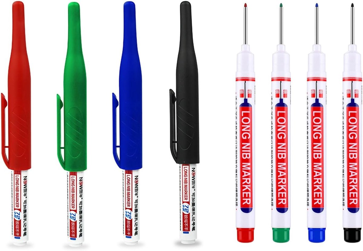 Diepe gaatjes markers 8-delig - waterdichte metalen stiften - multifunctioneel voor hout en muur - ShopVlot