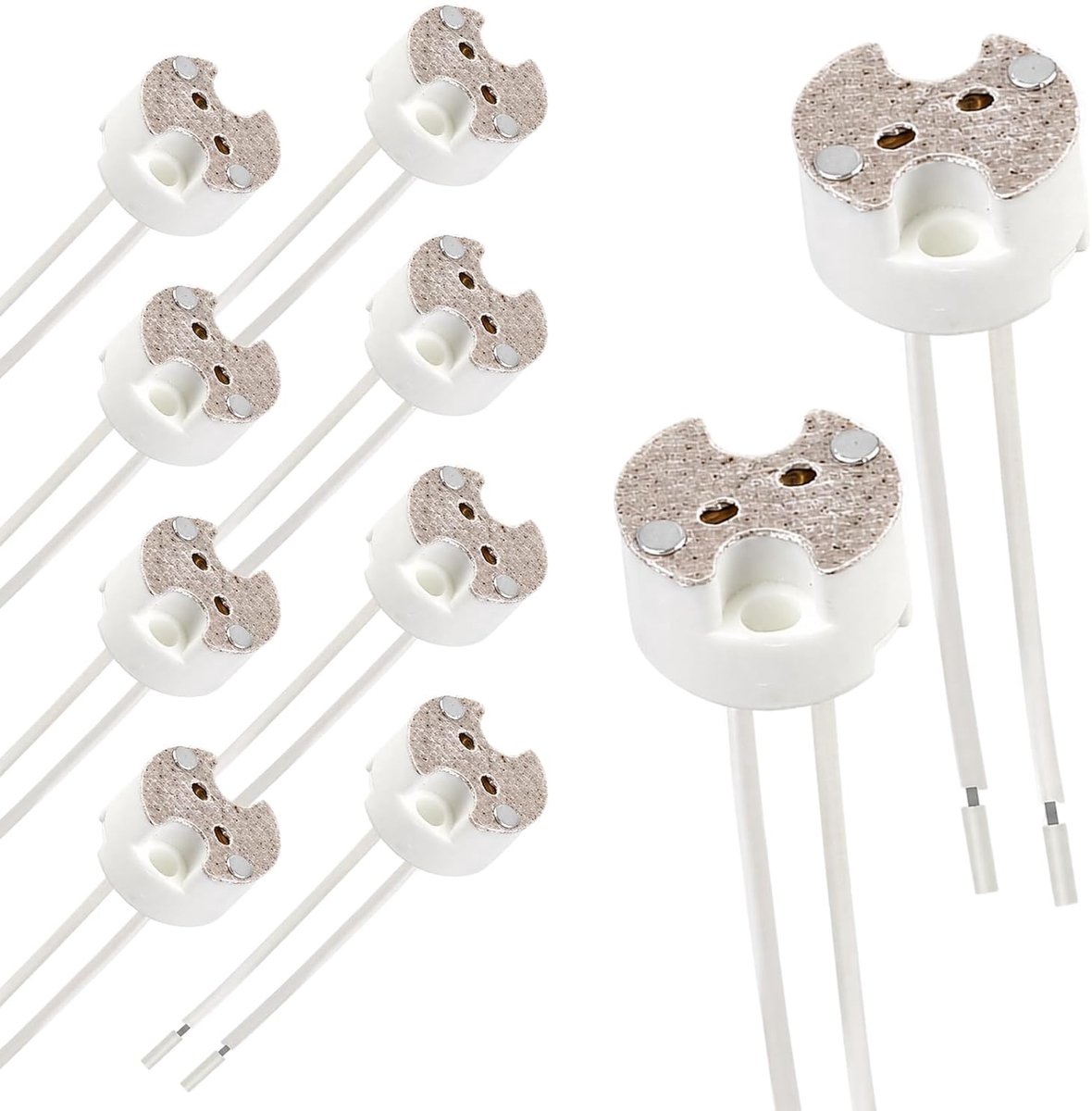 GU5-fittingen 3 MR16 keramiek - 15 cm siliconen kabel - voor G4 led en MR16 12V - set van 10 stuks - ShopVlot