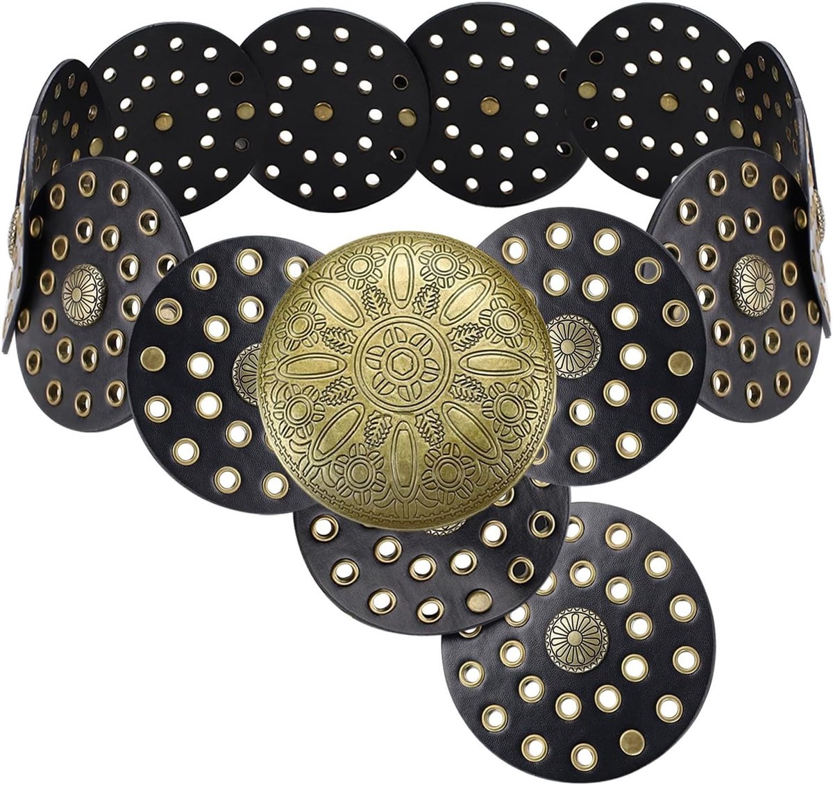 Stijlvolle Boho Riem voor Dames, Brede Disc Ceintuur, Vintage Western Ceintuur, Verstelbare Tailleband voor Jurken en Casual Outfits
