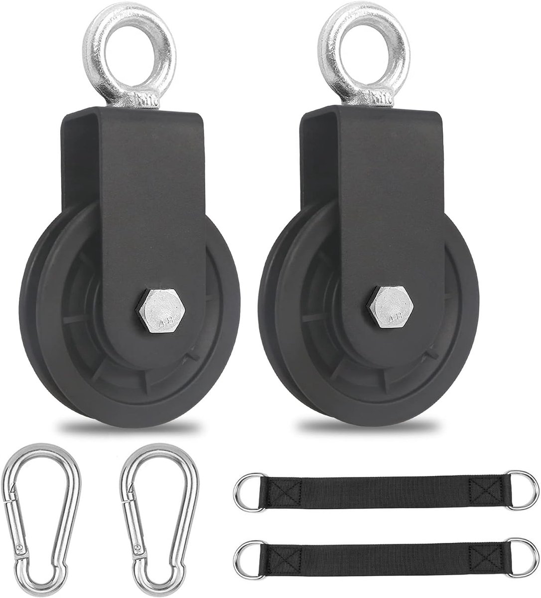 Touwpulley 90 mm - Nylon wielen - Maximaal 160 kg - Ideaal voor fitness en DIY projecten - ShopVlot
