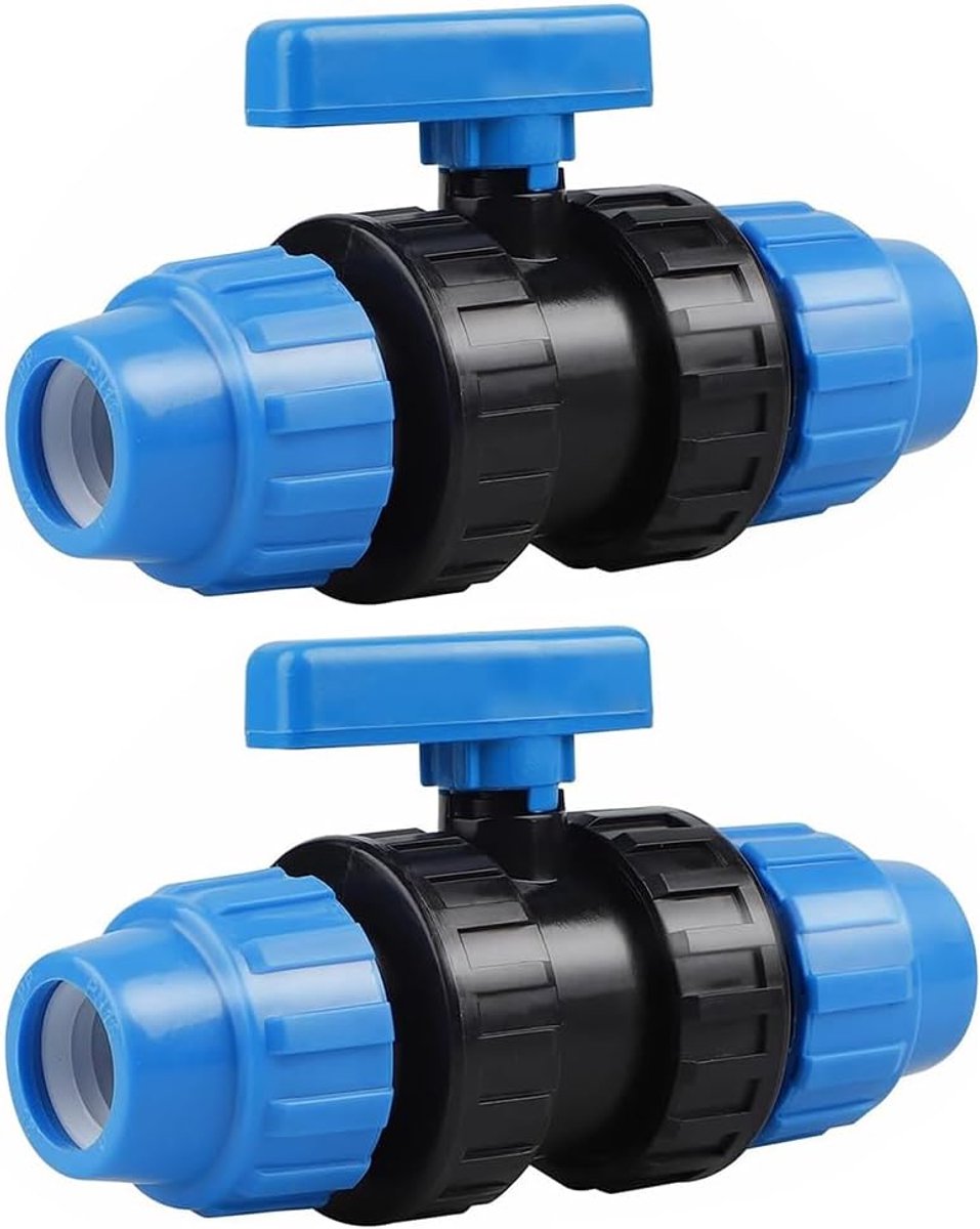 Kogelklep 25mm - voor PE buis - set van 2 - eenvoudig te installeren - ShopVlot