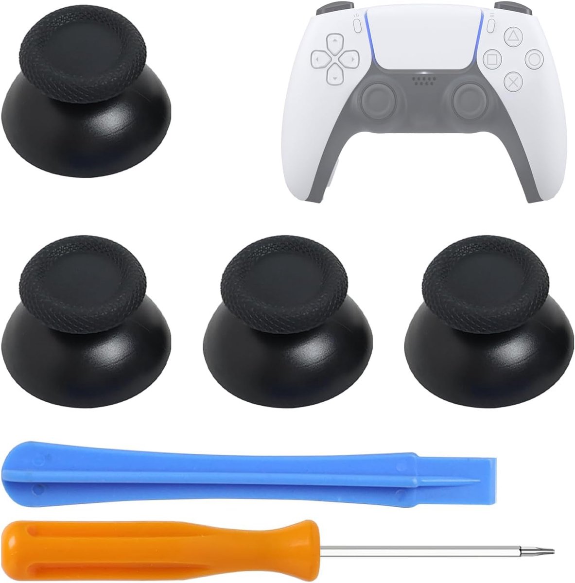 Vervangende Thumbsticks PS4 en PS5 - 2 Paar Zwart - Textuur voor Grip - Eenvoudige Installatie - ShopVlot