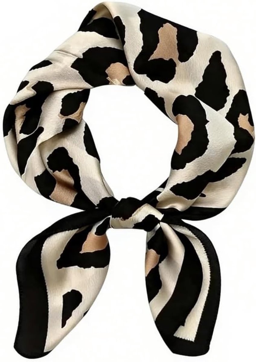 Modieuze vierkante sjaal met luipaardprint 70x70cm als hoofddoek, haarband of neksjaal, elegant accessoire voor elke gelegenheid
