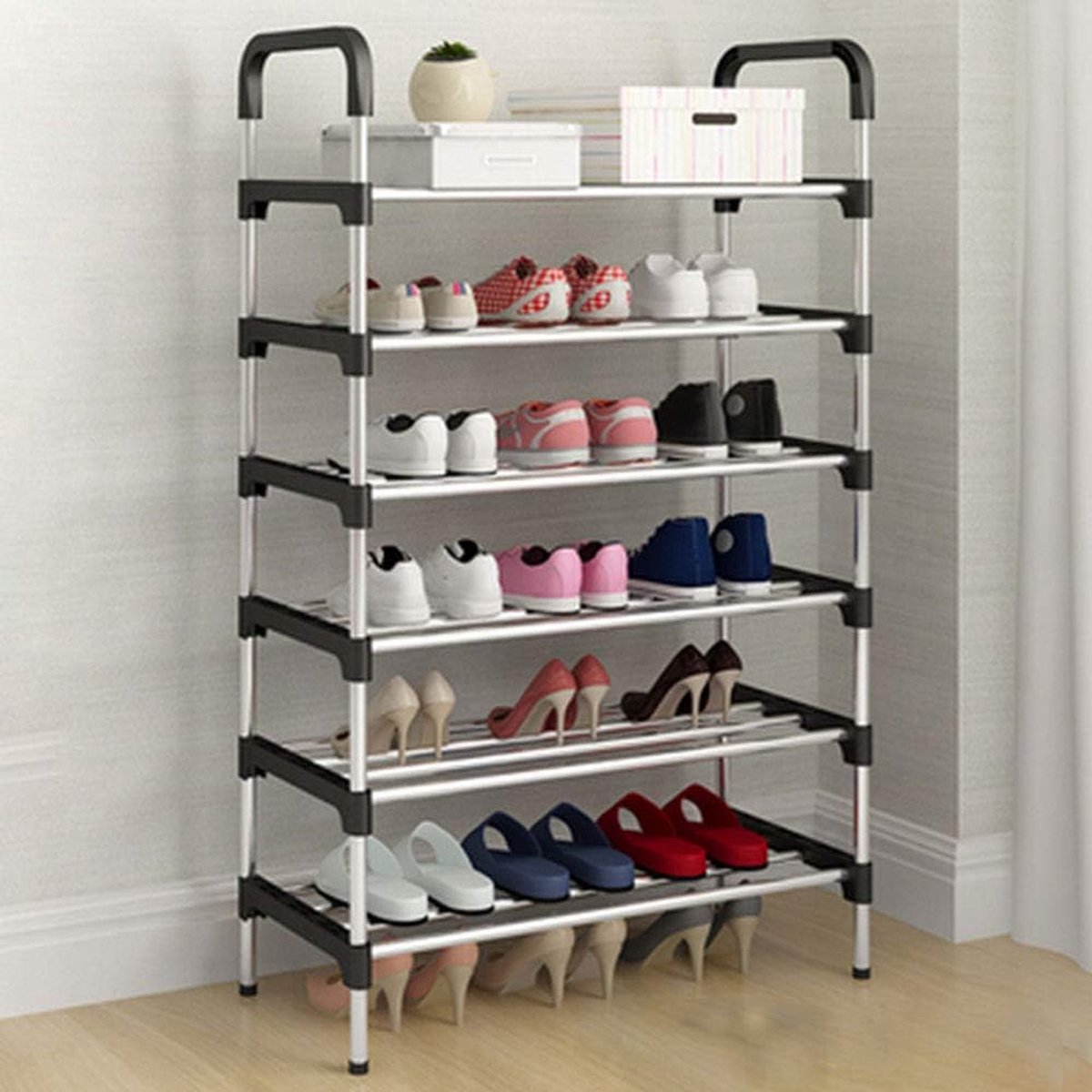 Schoenenrek 6 lagen - Sterke draagkracht - Geschikt voor diverse schoenen - Ideaal voor slaapkamer - ShopVlot