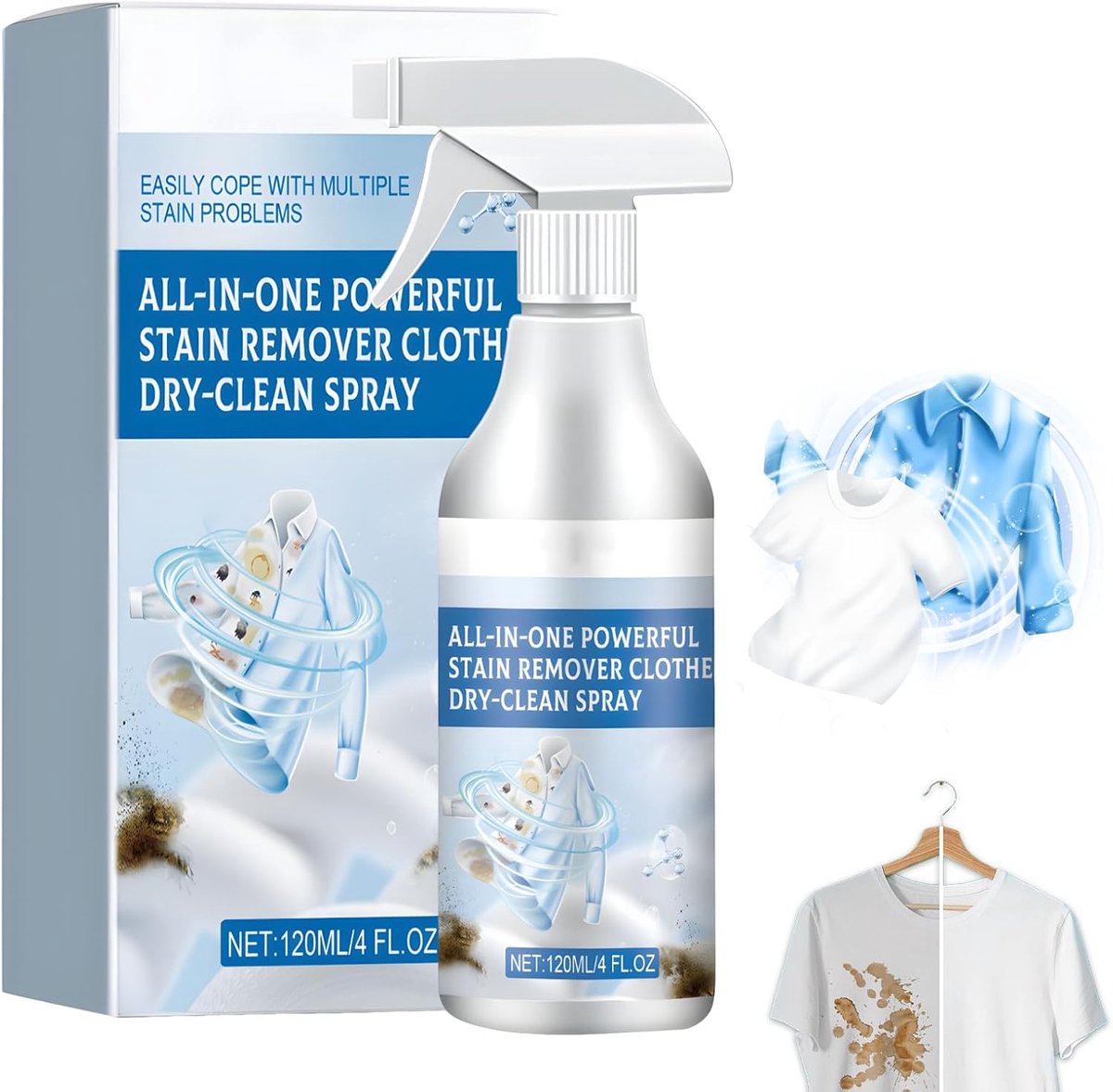 Vlekspray kleding 120 ml - krachtige vlekverwijderaar - geschikt voor textiel - grondige reiniging - ShopVlot