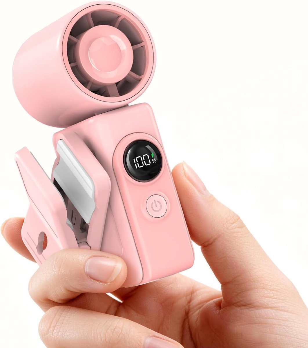 Draagbare Mini Ventilator - Zacht Roze - Mini - Roteerbare Kop met Clip - Voor Reizen en Outdoor