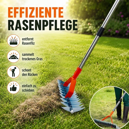 Verticuteermachine voor gazon met telescopische handgreep van 163 cm — afbeelding 3