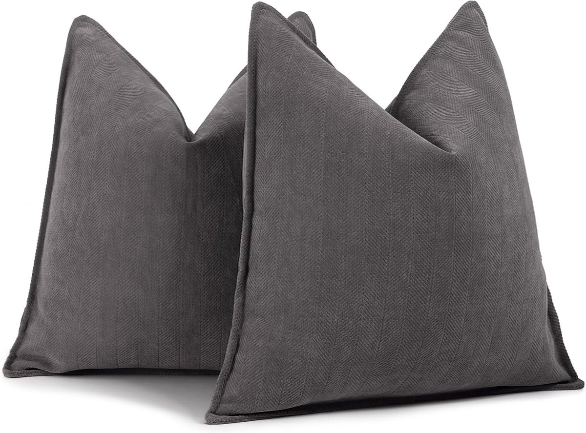 Sofa Kussenhoezen Set van 2 45x45 - Chenille Materiaal - Luxe Design - Perfect voor Sofa en Bed - ShopVlot