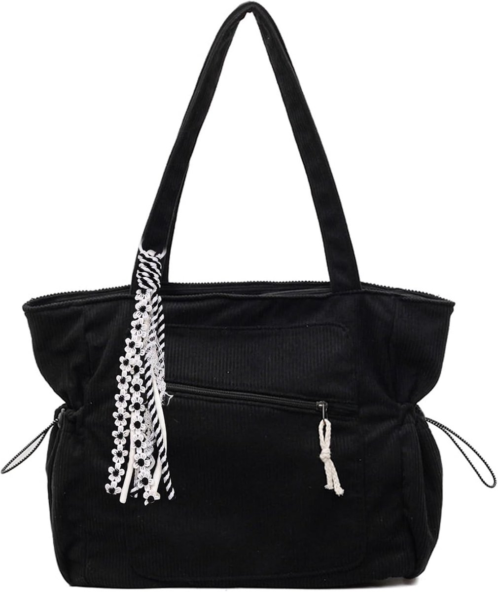 Dames Shopper Bag 34 x 30 x 15 cm - Corduroy - Met Rits - Ideaal voor Werk - ShopVlot