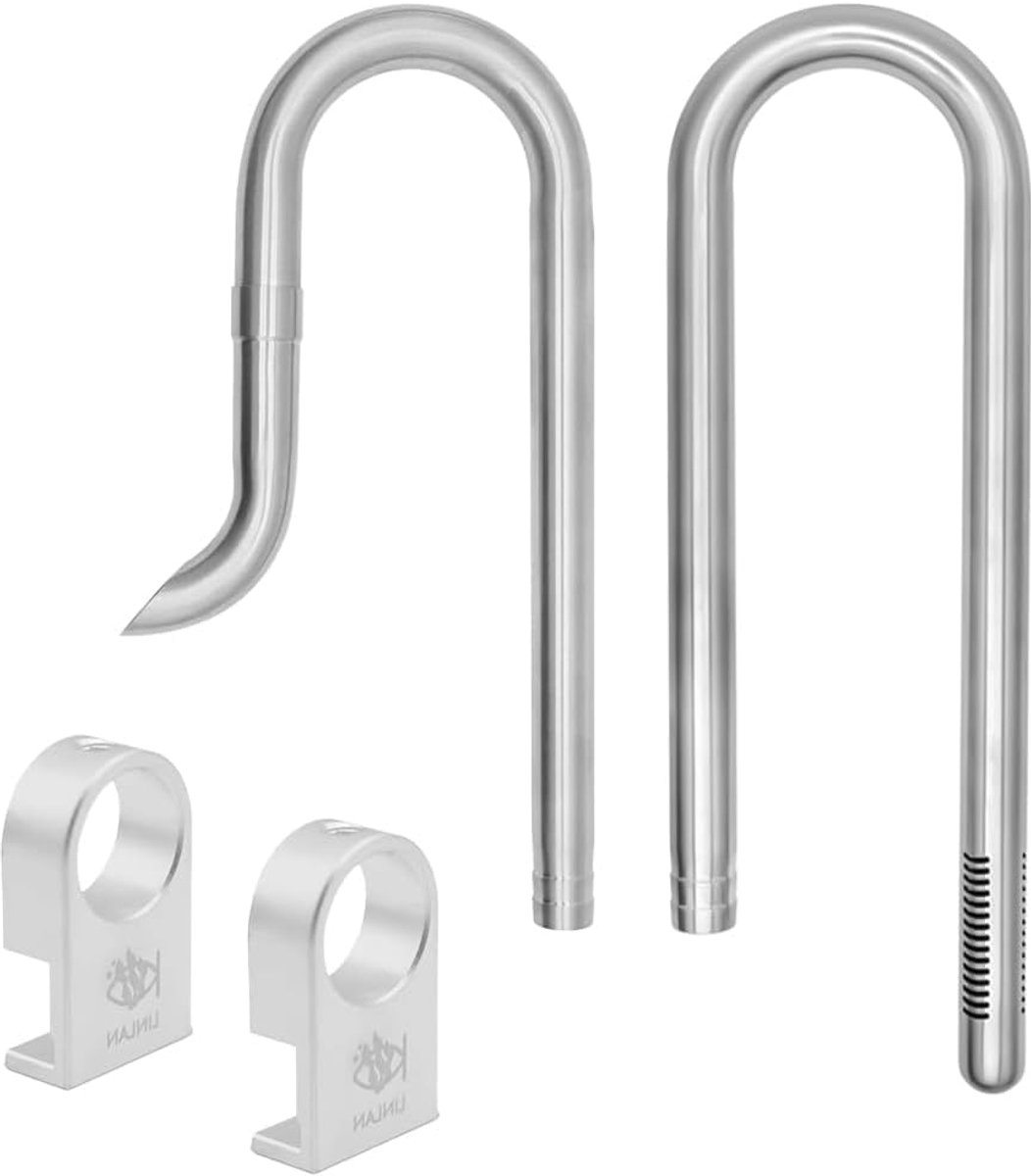 Lily Pipe set - 304 roestvrij staal - 360° draaibare uitlaat - ideaal voor frameloze aquaria - ShopVlot