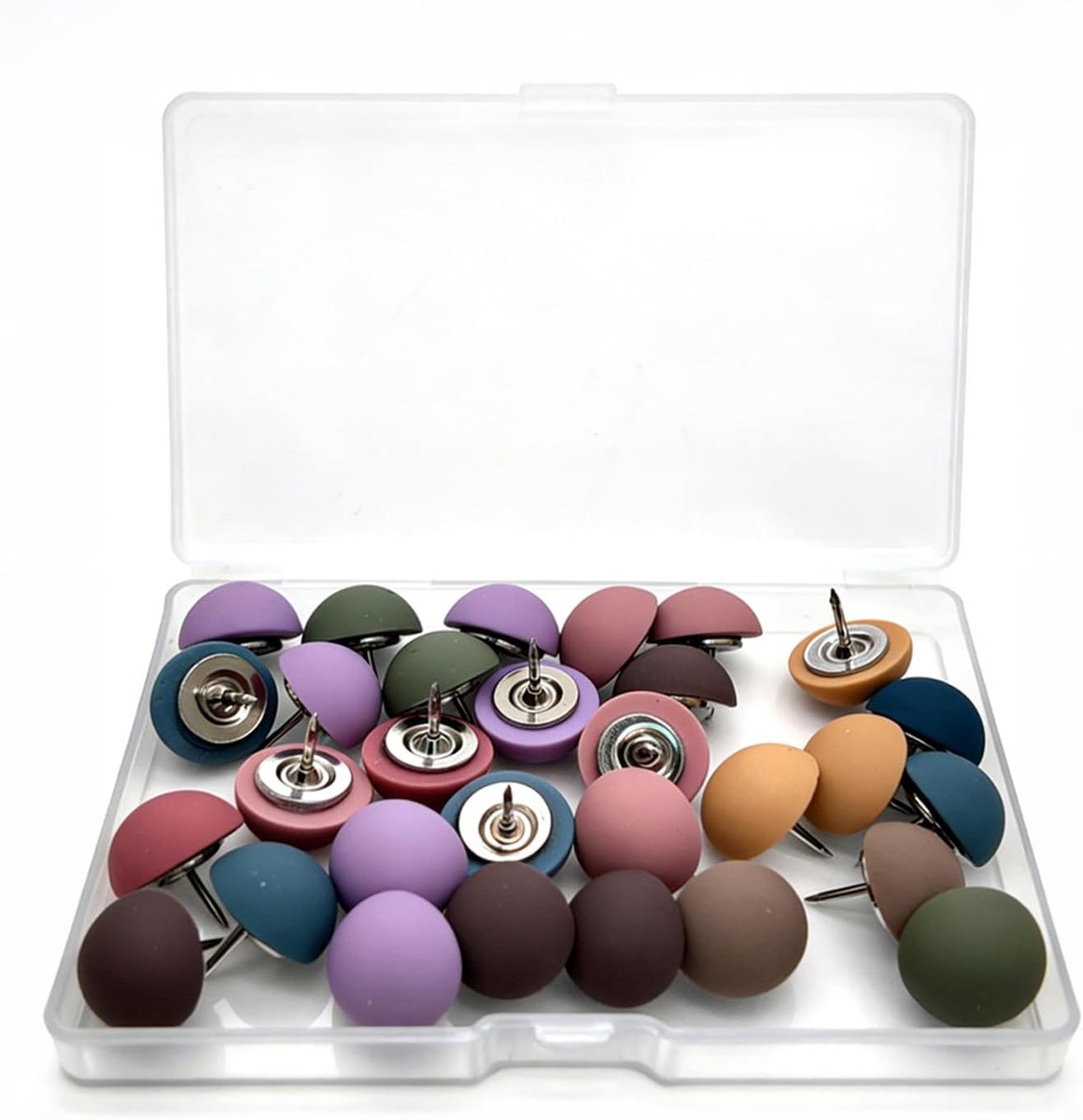 Kleurrijke punaises 30 stuks - metalen priknaalden - rond en decoratief - ideaal voor prikborden - ShopVlot