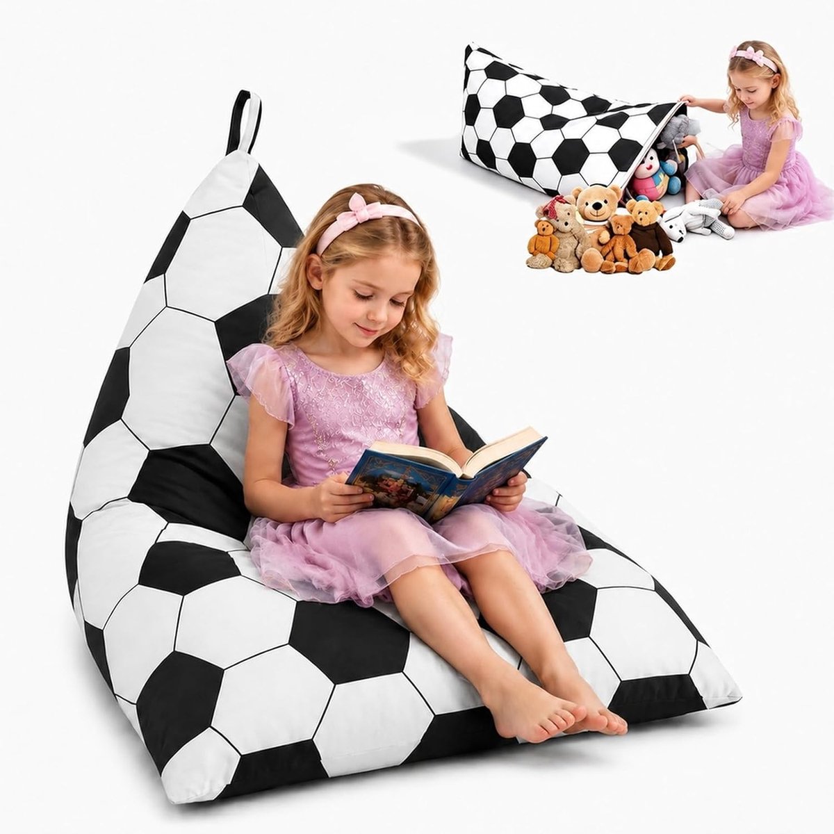 Zitzak driehoekig - zitzakhoes zonder vulling - opslag voor knuffeldieren - comfortabele zitgelegenheid - ShopVlot