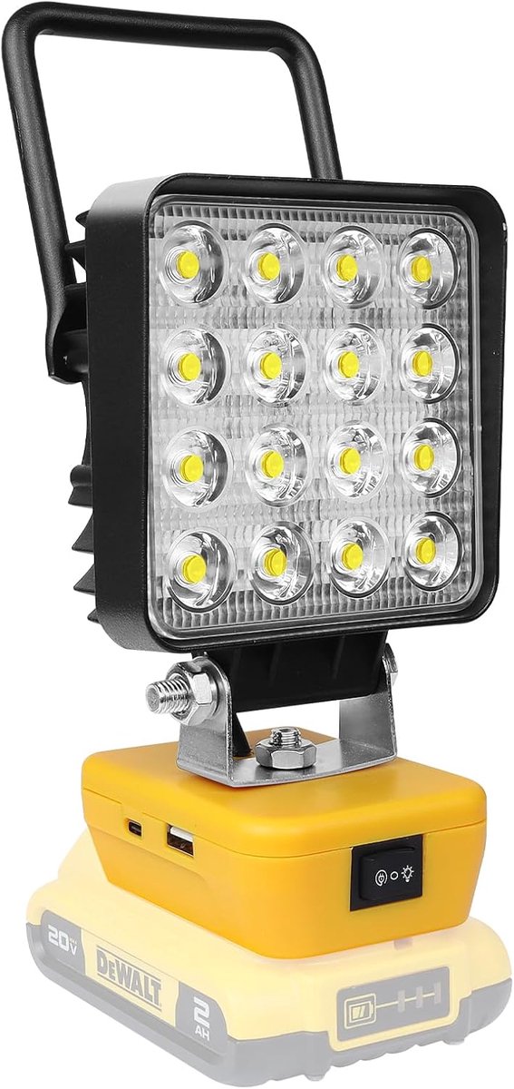 Draagbare LED werklicht 48 W - Acculamp voor 18V/20V - Oplaadbaar via USB & Type-C - Ideaal voor bouwplaats - ShopVlot
