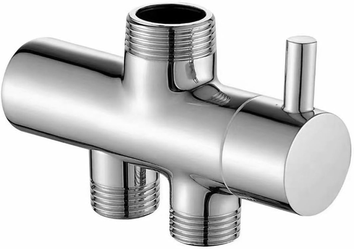 Doucheafvoerafsluiter 3-Weg Messing Muurmontage - Chroom - Eenvoudige waterafleiding - ShopVlot