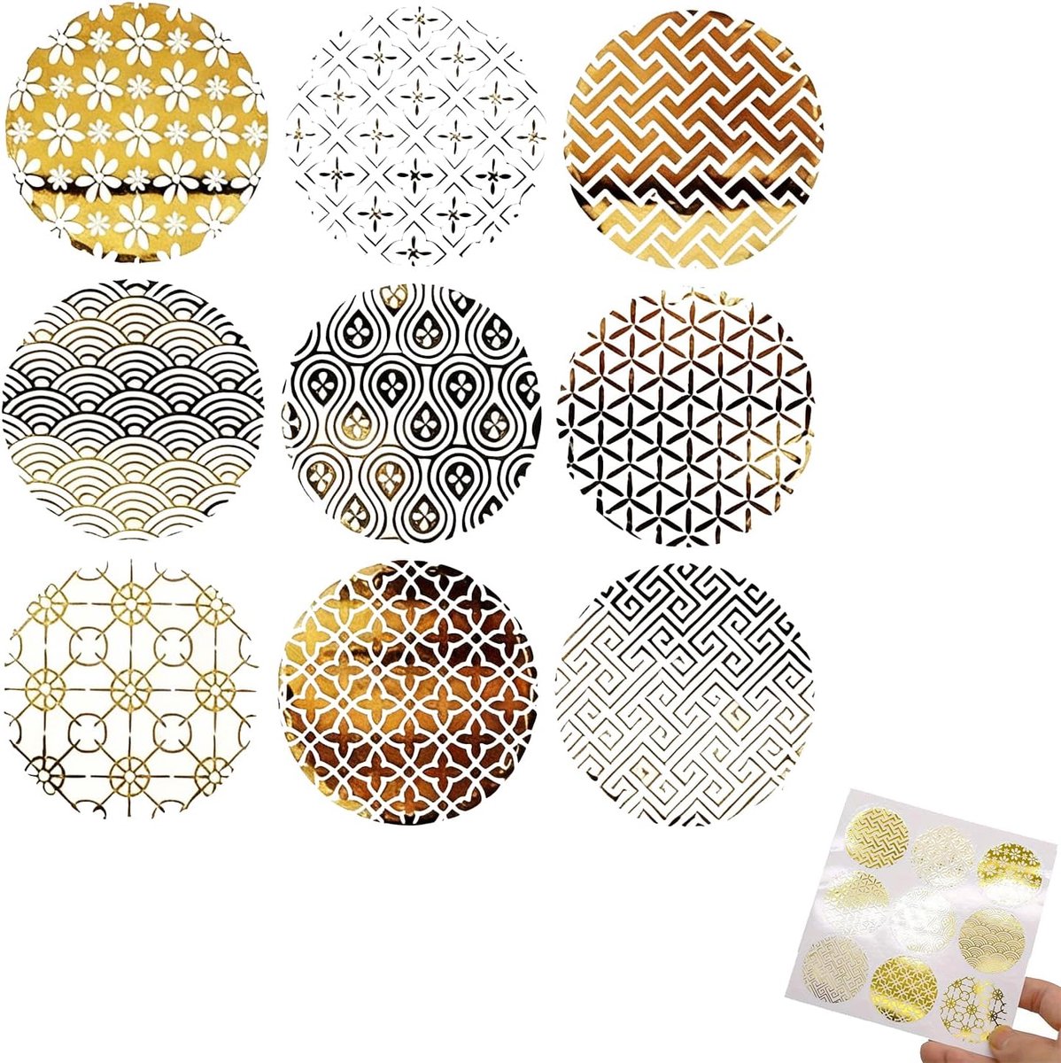 Bloem van het leven stickers - goud en transparant - spirituele symbolen - voor yoga en meditatie - ShopVlot