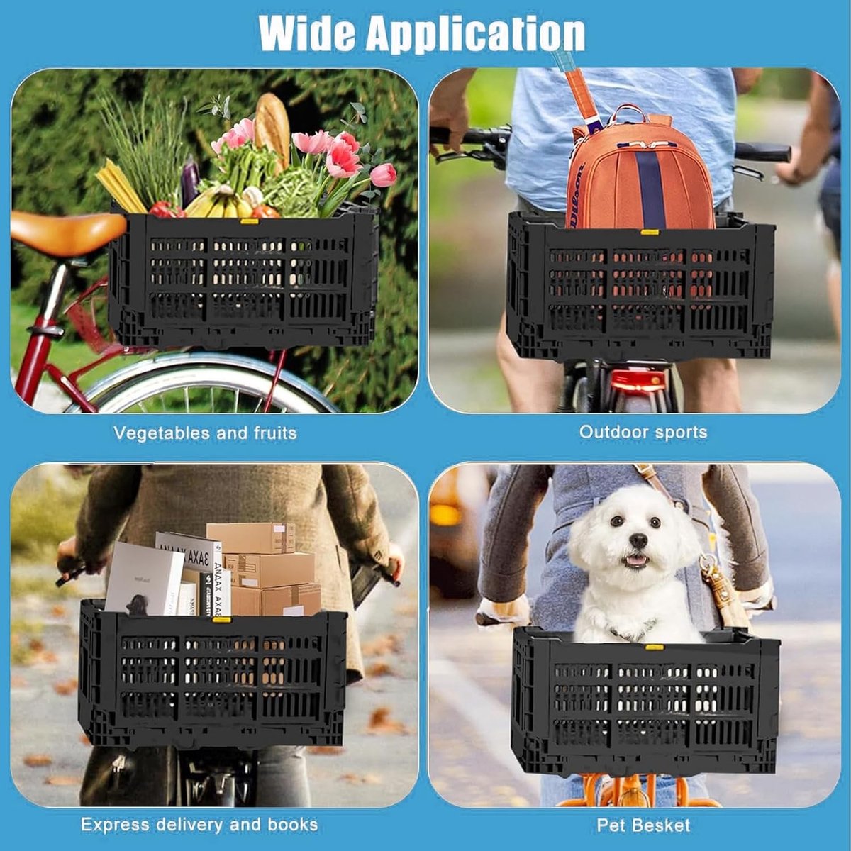 Fietsmand - Grijs - 40 x 40 cm - Opvouwbare Linnen Mand met Boodschappentas - Voor Vouwfietsen en Mountainbikes