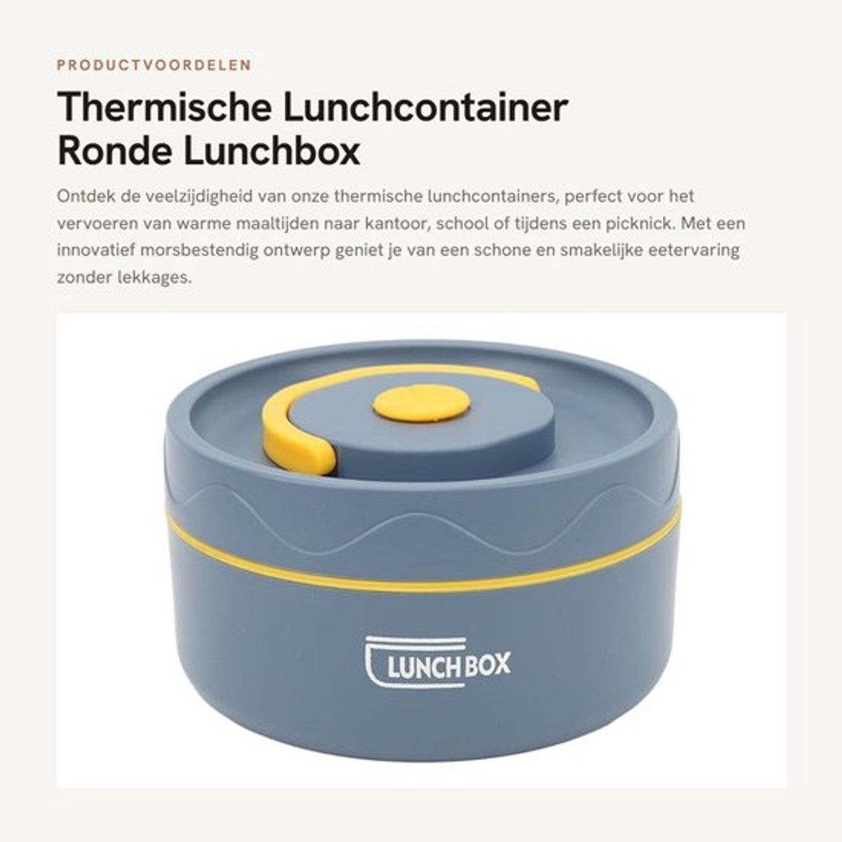 Lunchbox Thermisch - Roestvrij Staal - Morsbestendig Ontwerp - Geïsoleerde Voedselcontainer - Veilig voor Voedsel - Warmtebehoud