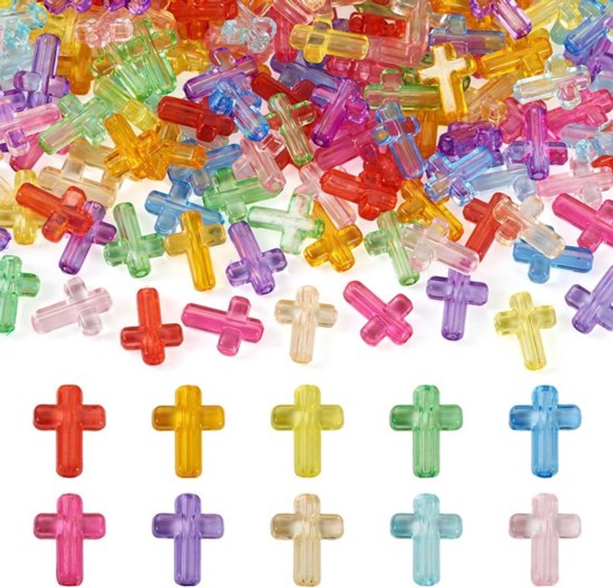 Kruiskralen 200 Stuks - Transparante Acryl Kralen - Lichtgewicht Plastic - Afstandhouders - Voor Sieraden - Hoogwaardig Materiaal - Acrylkralen