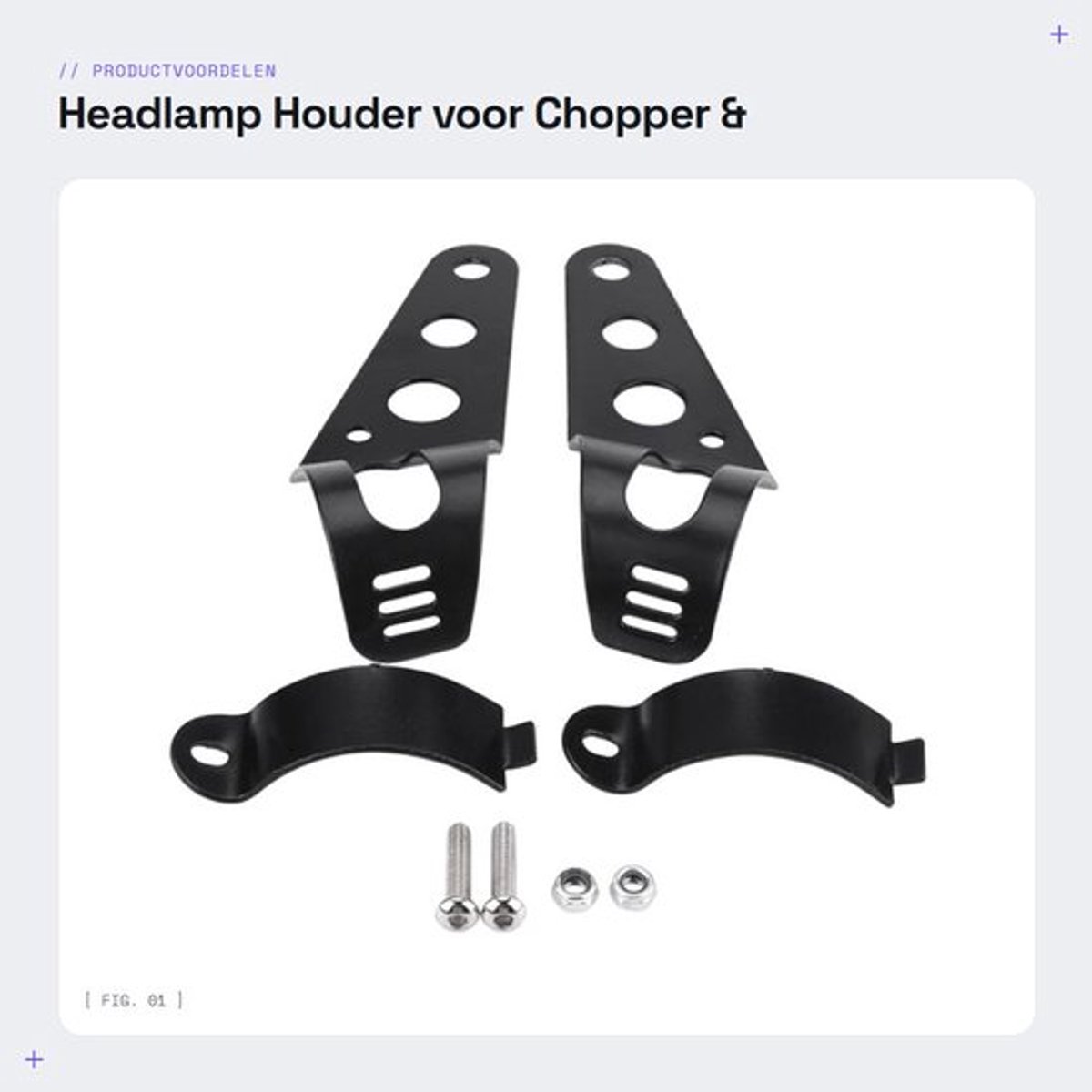 Koplamp Houder Hoogwaardige Wrought Iron - Beugel - Geschikt voor Chopper/Cafe Racer - 134mm Arm Lengte - 33-43mm Fork Tube - Eenvoudige Installatie - Koplampbeugel