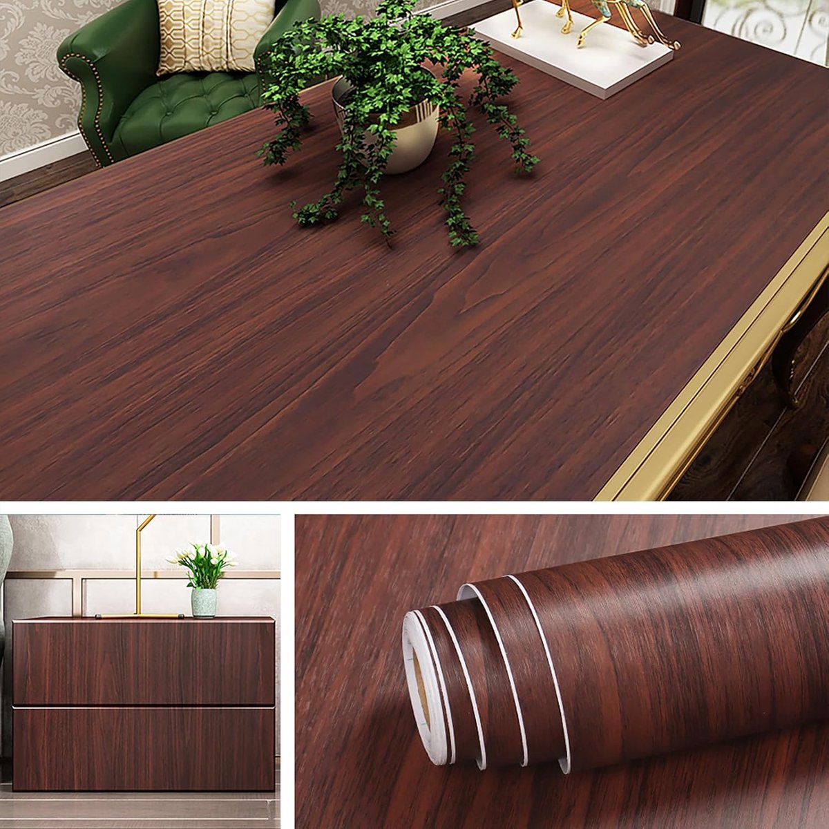 Contactfolie 40 cm x 10 m - Walnoot houtlook - Waterdicht en afneembaar - Ideaal voor meubels - ShopVlot