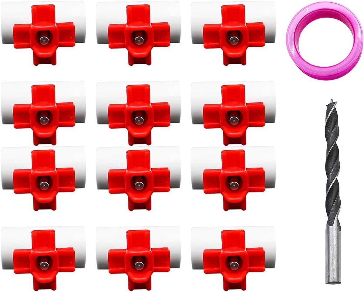 Kip waterer kit - 12 sets gevogelte tepeldrinker - PVC T-stuk fittingen - automatisch drinksysteem - ShopVlot