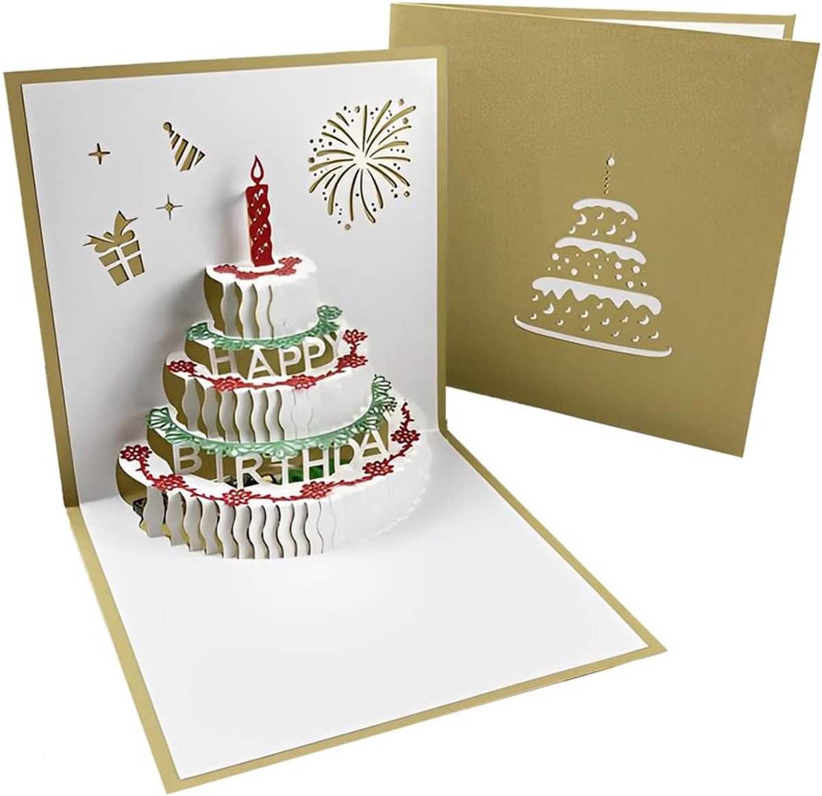 3D pop-up verjaardagskaart - 10x15 cm - gesneden papier - met muziek en envelop - ShopVlot