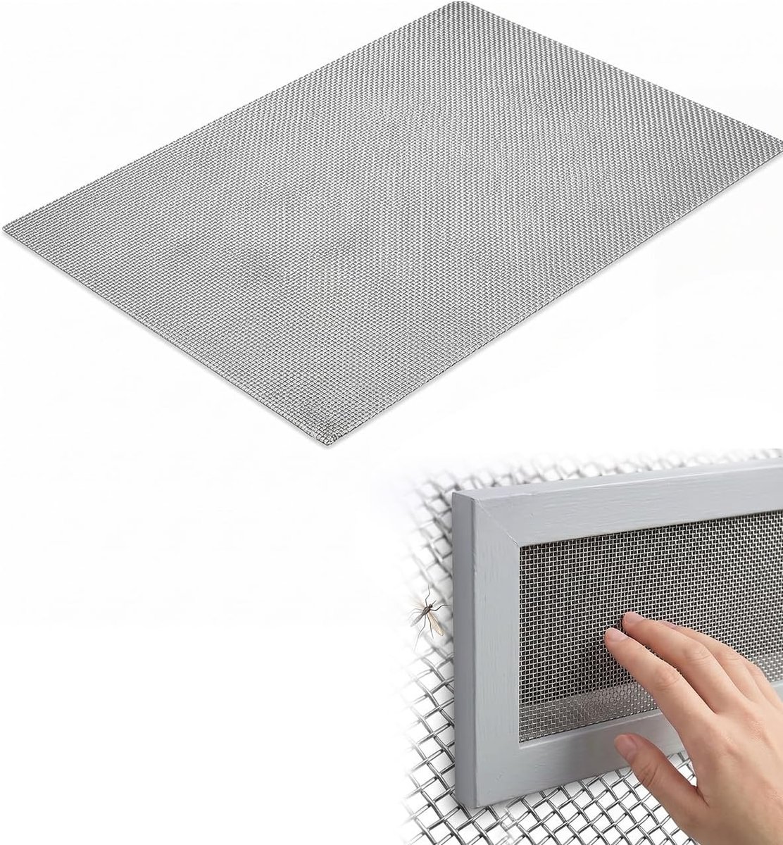Vliegengaas 30 x 21 cm - roestvrij staal - fijne bescherming - optimale ventilatie - ShopVlot