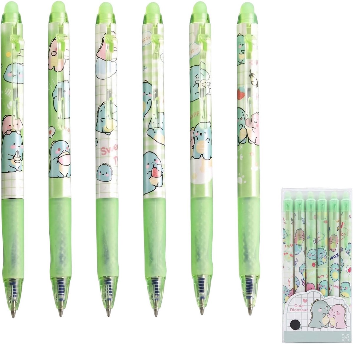 uitwisbare balpennen 0,5 mm - 6 stuks - zwarte inkt - ideaal voor kinderen en studenten - ShopVlot