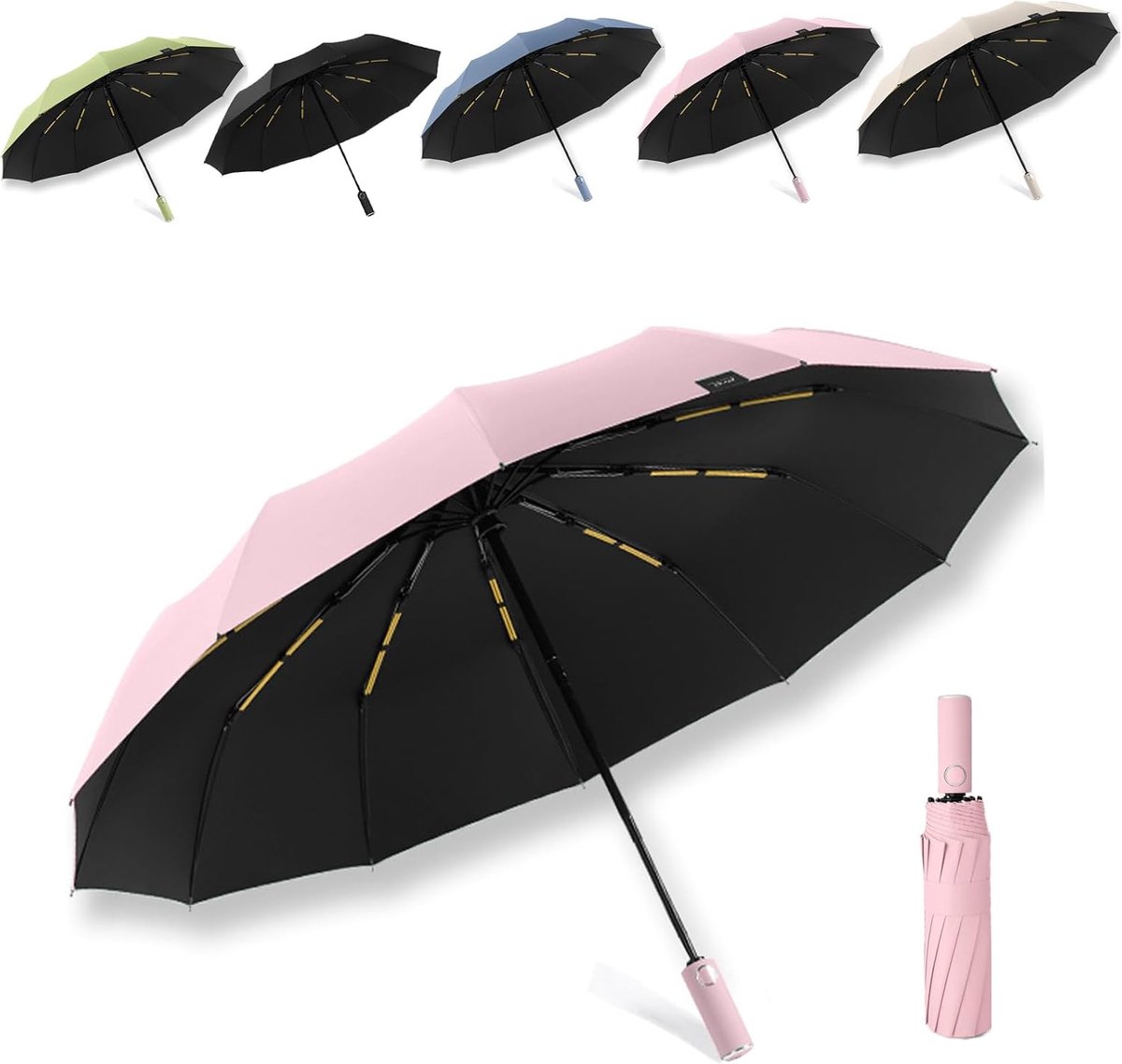 Paraplu's, automatische paraplu, stormvast, automatische zakparaplu met drukknop UV-bescherming parasol - ShopVlot