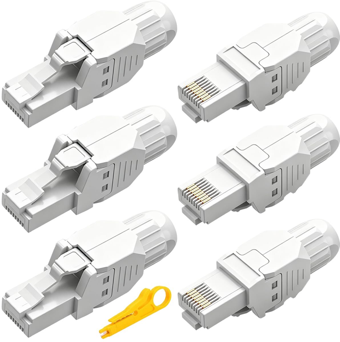 RJ45-stekker, zonder gereedschap, CAT6, categorie 6e, compact, herbruikbaar, ondersteunt PoE 1000 Mbit/s, 250 MHz - ShopVlot