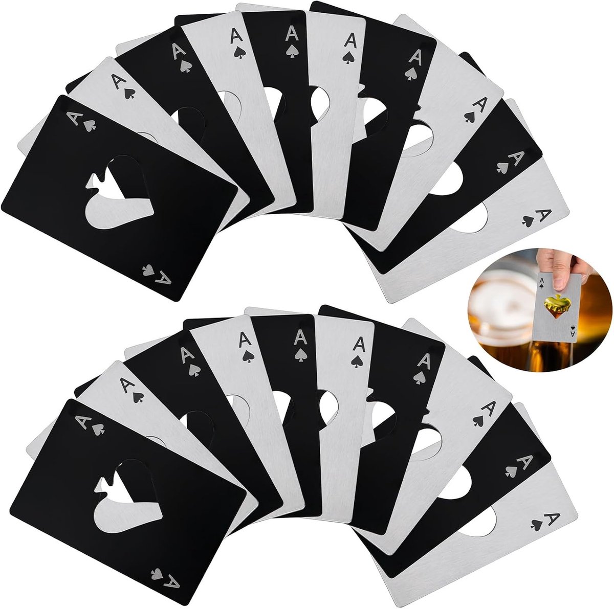 Flessenopener 20 stuks - Rvs poker flessenopener - Leuk ontwerp - Perfect voor feestjes - ShopVlot