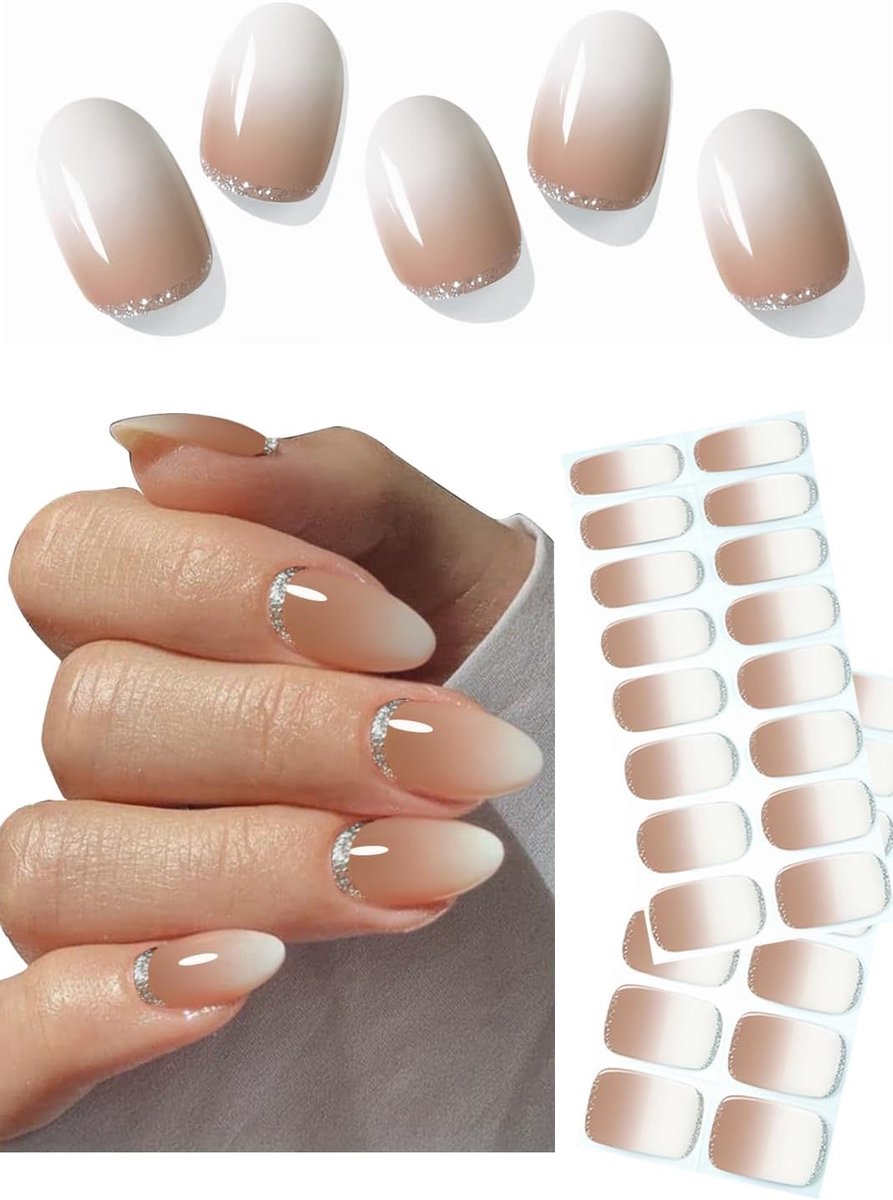 UV Nagelfilm Set 30 Stuks - Khaki Ombre Glitter - Zelfklevend - Perfect voor DIY Nagels - ShopVlot