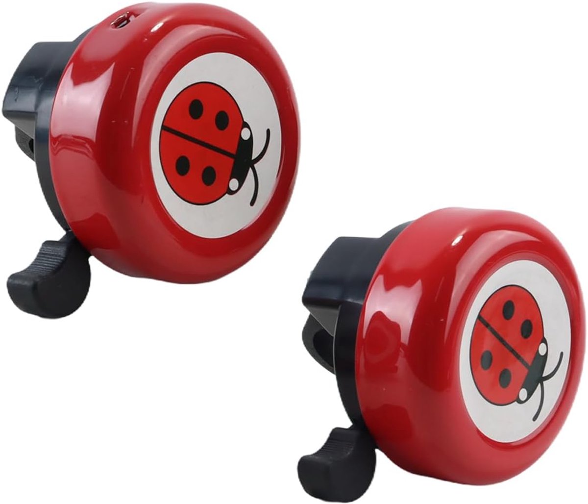 Fietsbel set van 2 - schattige lieveheersbeestjes en treinstickers - voor driewieler en mountainbike - ShopVlot