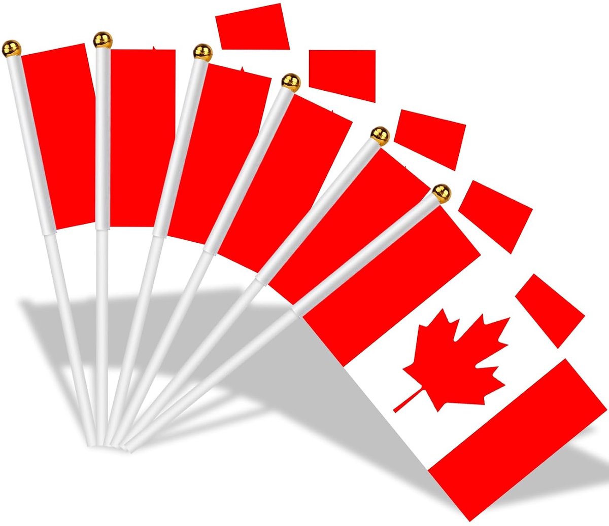 Canadaanse vlaggen op stokjes 14 x 21 cm - 30 stuks - handgehouden vlaggen - perfect voor Canada Day feest - ShopVlot