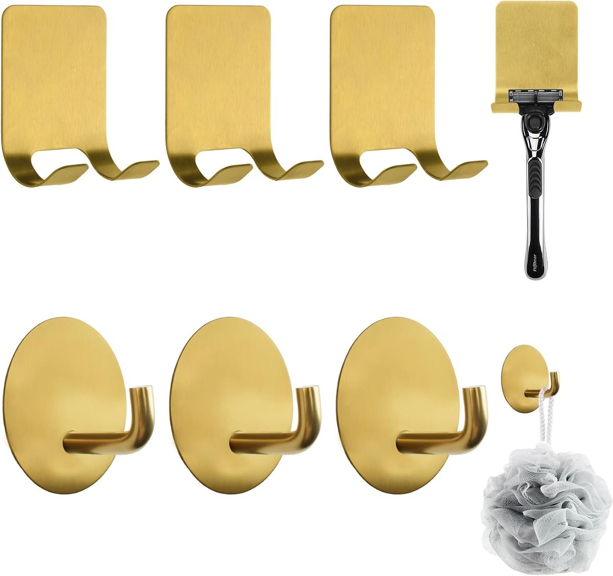 Razor holder 4-pack - goud - roestvrij staal - waterdichte opslag voor handdoeken - ShopVlot