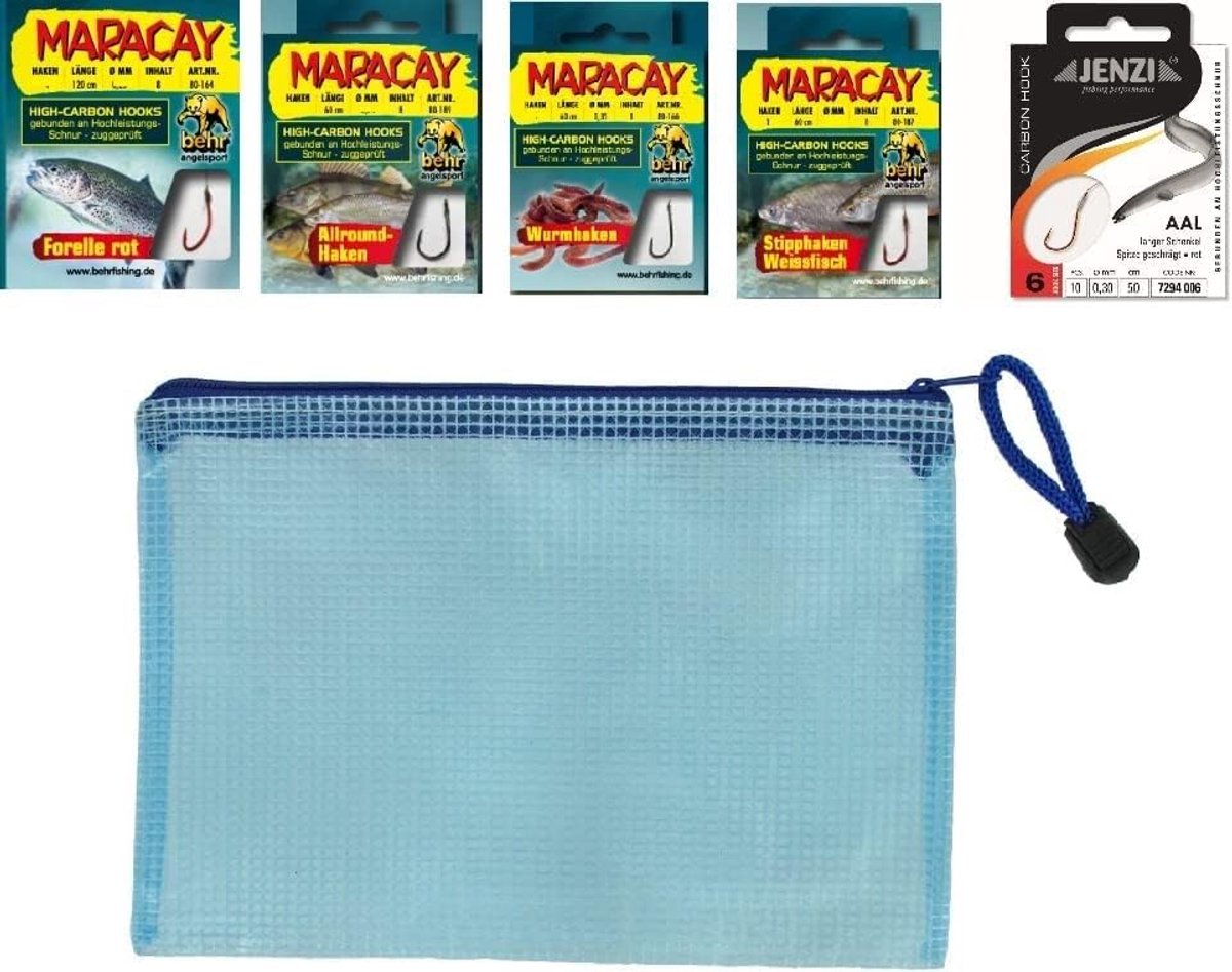 Hengelsport set met 42 haken - assortiment voor forel, aal, wormen - gratis opbergzak - veelzijdig - ShopVlot