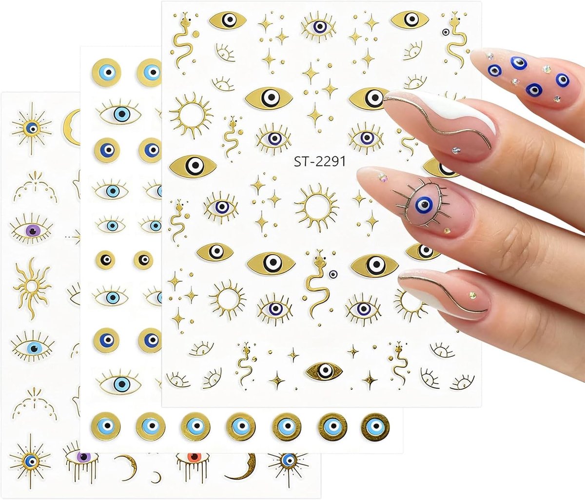 Nail stickers - goud snake sterren design - zelfklevend - eenvoudig aan te brengen - ShopVlot