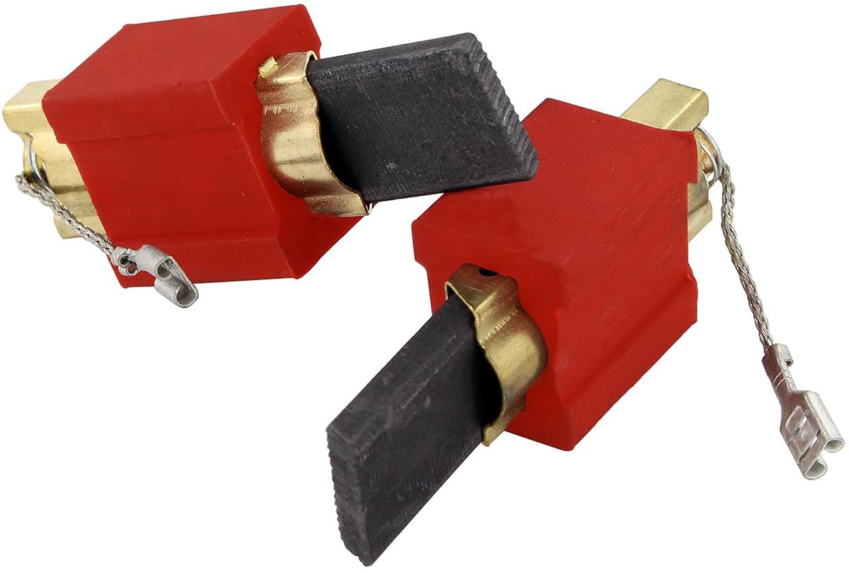 Motor koolstofborstels 2 x 4,8mm AMP - compleet in messing behuizing - vervangingsset voor wasmachine en droger - ShopVlot